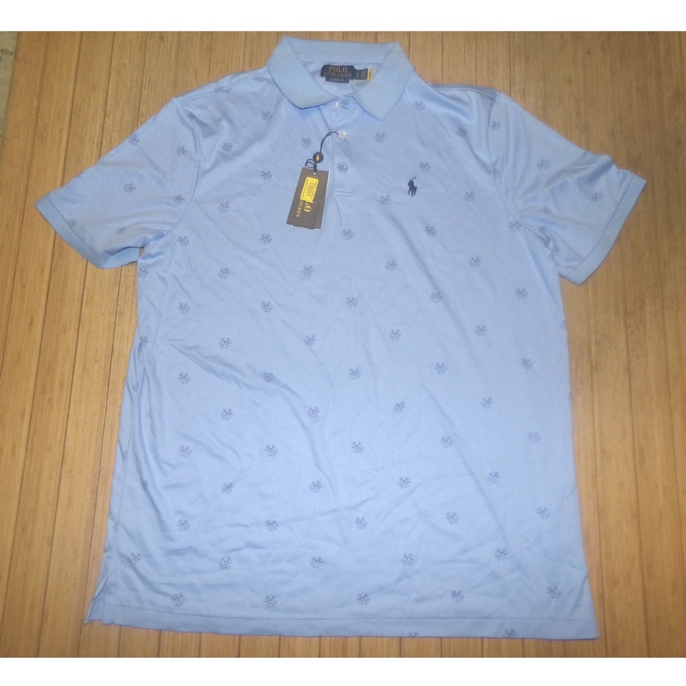 Polo Ralph Lauren Mens XL Blue Crest Embroidered Classic Fit Performance Polo